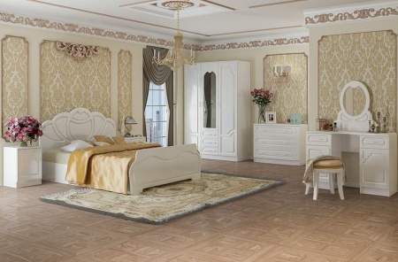 Спальный Гарнитур Герда МДФ Белый/Белый Глянец